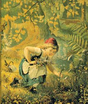painting-of-red-riding-hood-picking-flowers